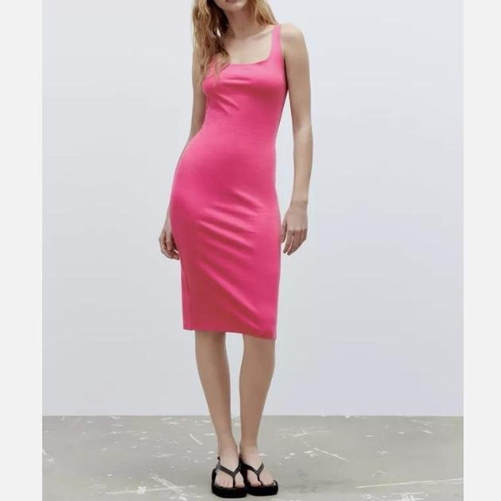 Pink Zara stretchy Midi Dress